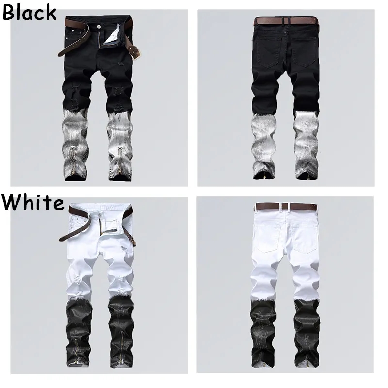 Men's Distressed Ripped Skinny Biker Jeans 4