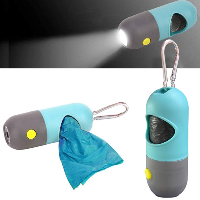 Dog Poop Pickup Bags Holder with LED Flashlight 2