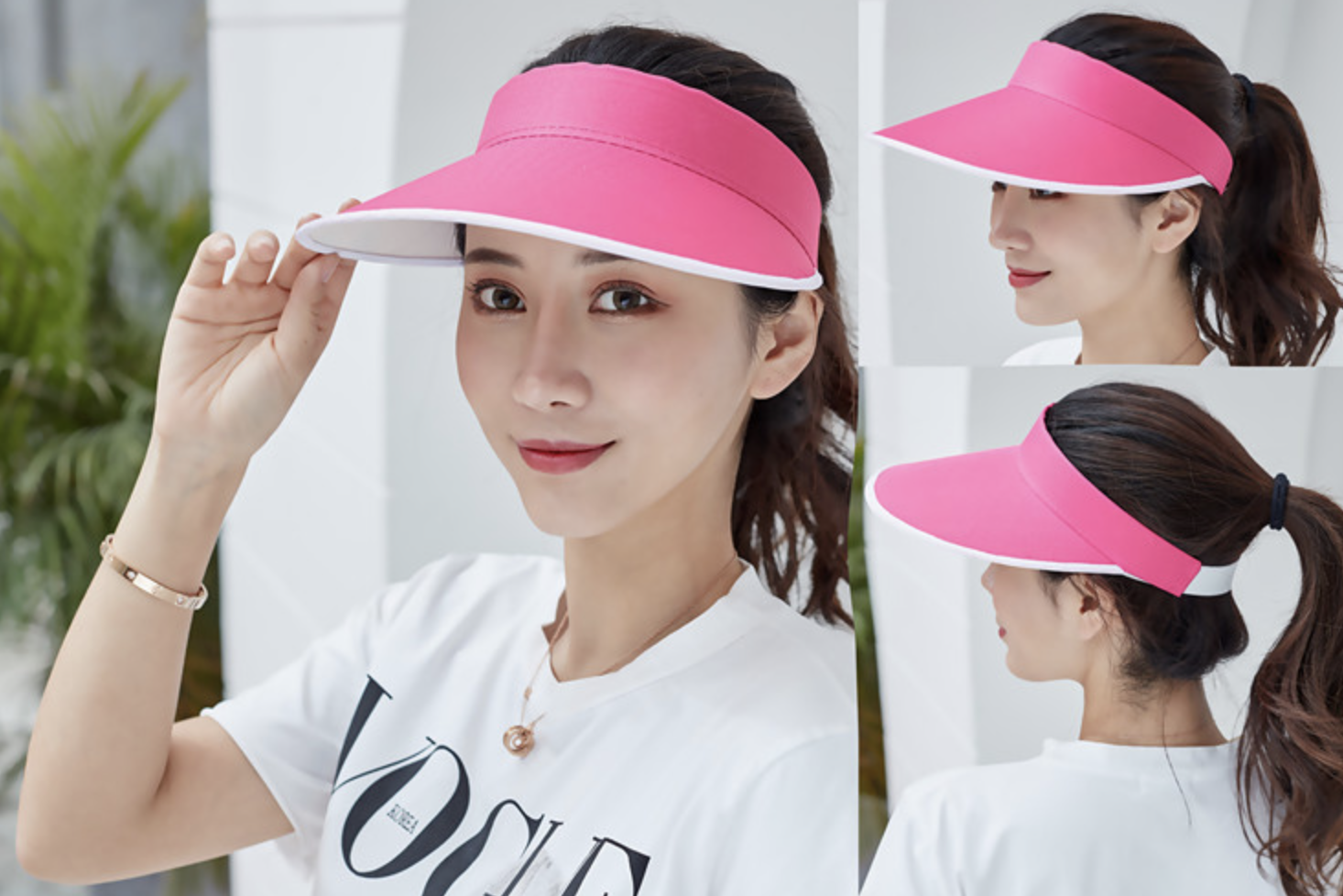 SPF 50+ UV Protection Wide Brim Beach Sun Visor Hat 2