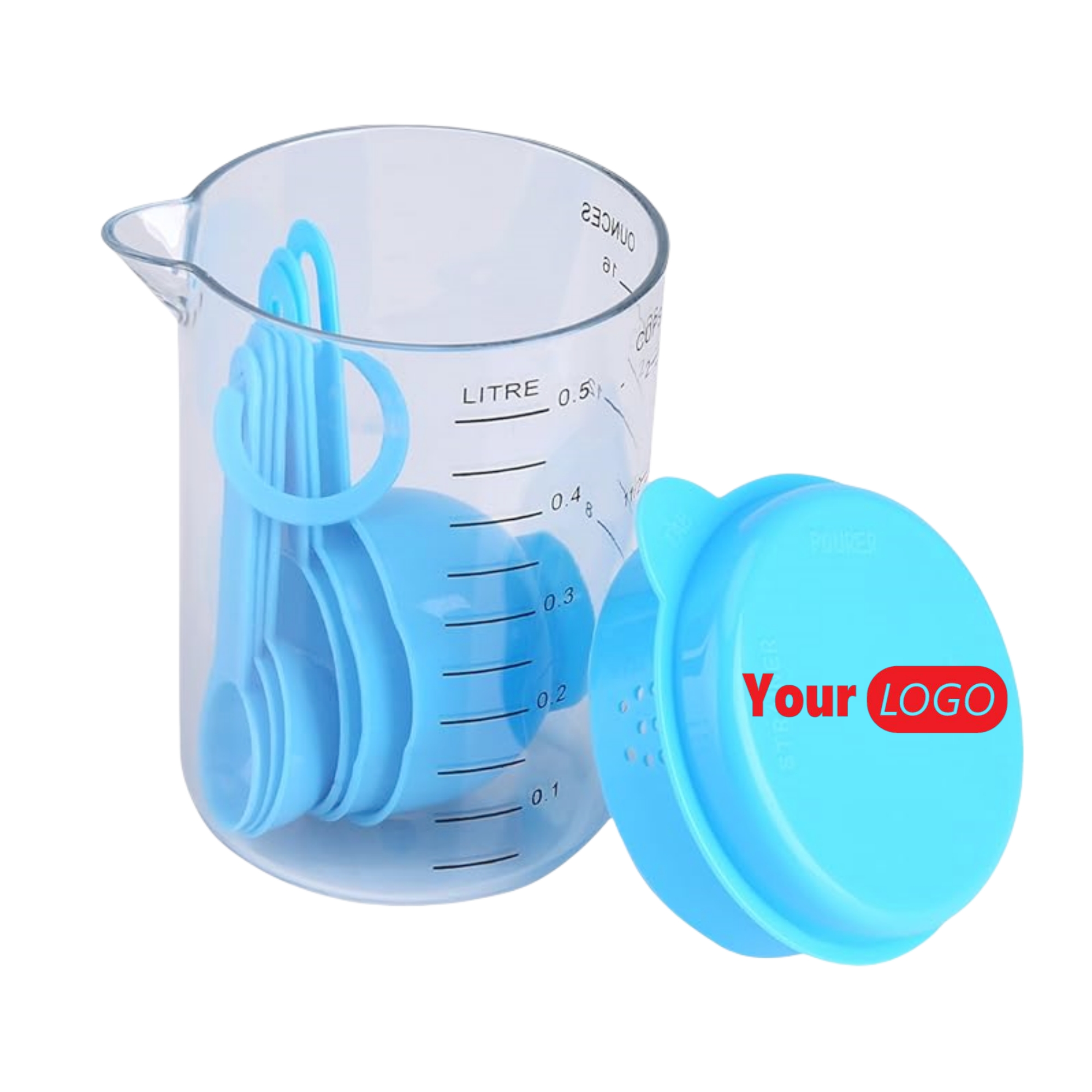 Plastic 17oz Clear Measuring Cup With Spoons 2