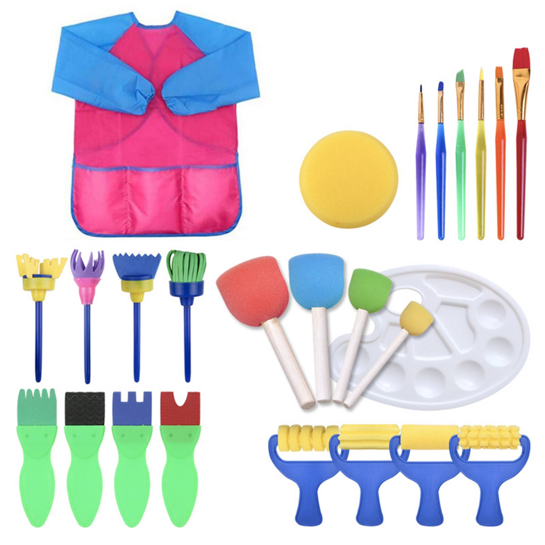 Plastic Sponge brush palette painting set of 25 pieces 5