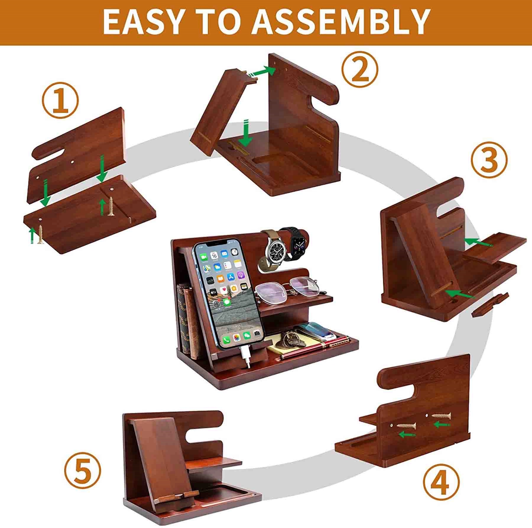 Wood Phone Docking Station Key Holder 2