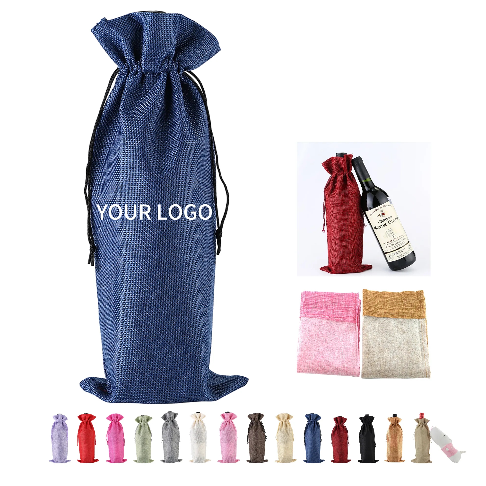 Linen Style Wine Gift Bag 13 Inch 15