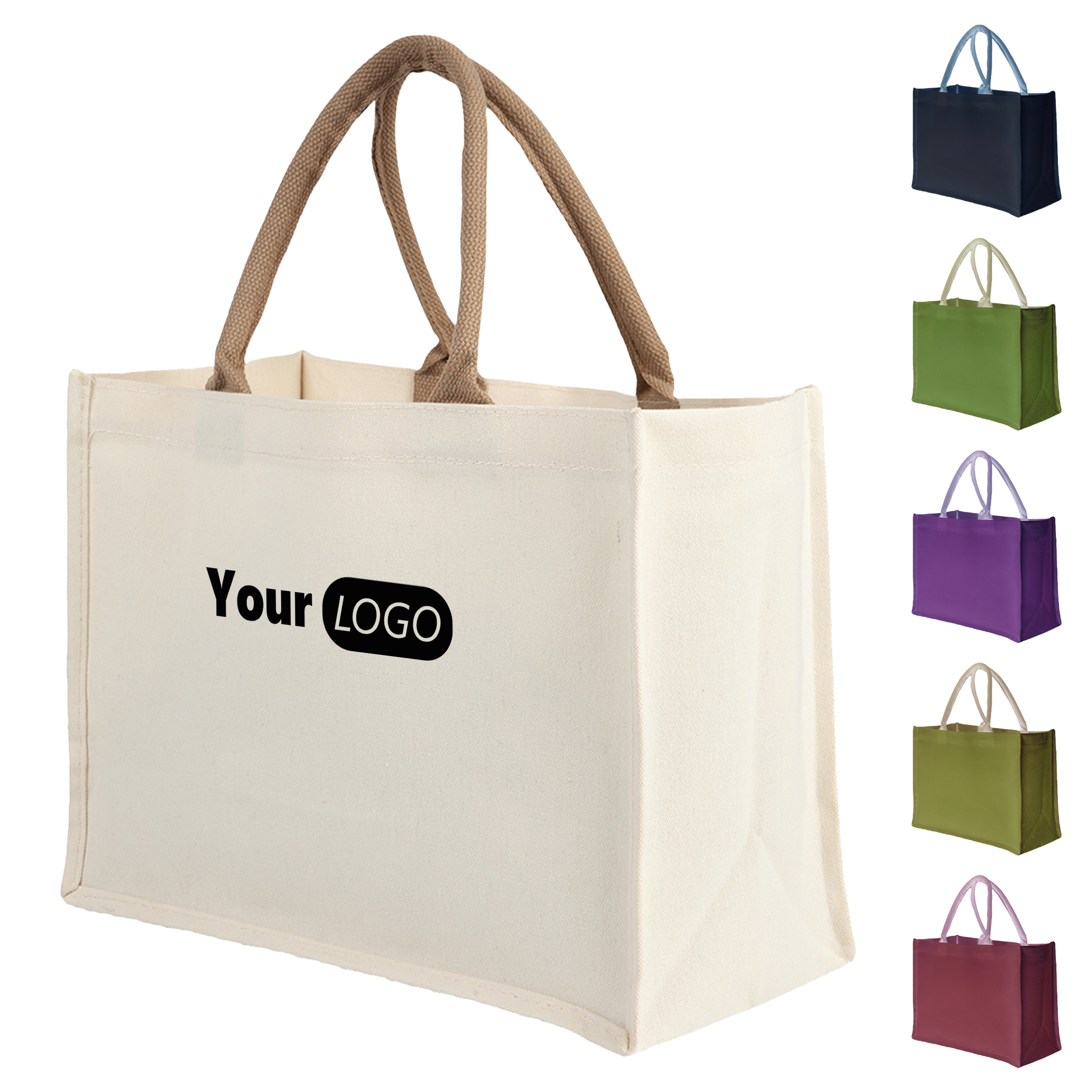 Jute White Pocket Tote ?C Versatile, Stylish, And Practical, custom tote bag with logo imprint 2