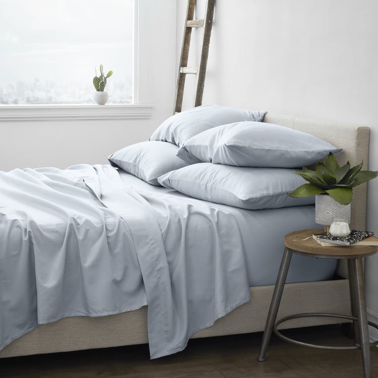 Luxury Bed Sheets - Solid Blue Cali King 6 Set 2