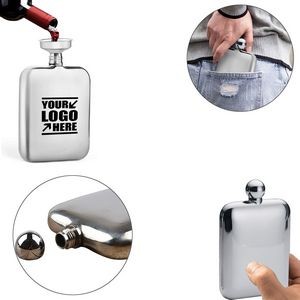 Black Round Corner 6oz Stainless Steel Flask With Funnel 1