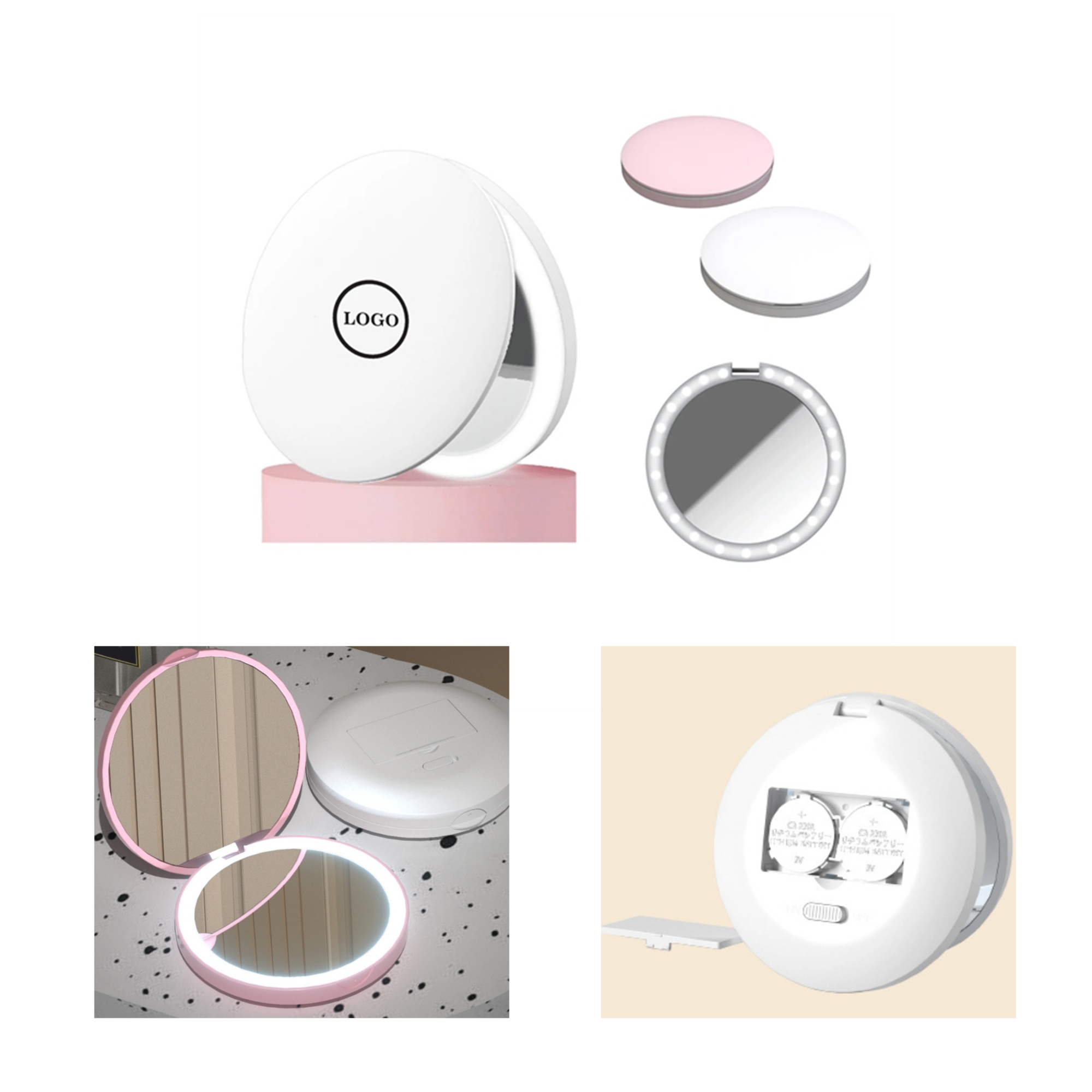 Practical LED Rechargeable Travel Makeup Mirror with Compact Design 2