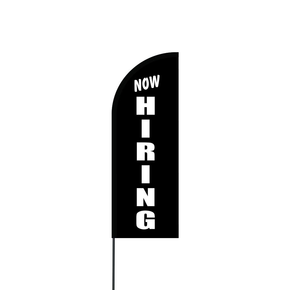 Now Hiring Flag Kit 11' Feet Feather Flag Sign Outdoor Banner - Black 2