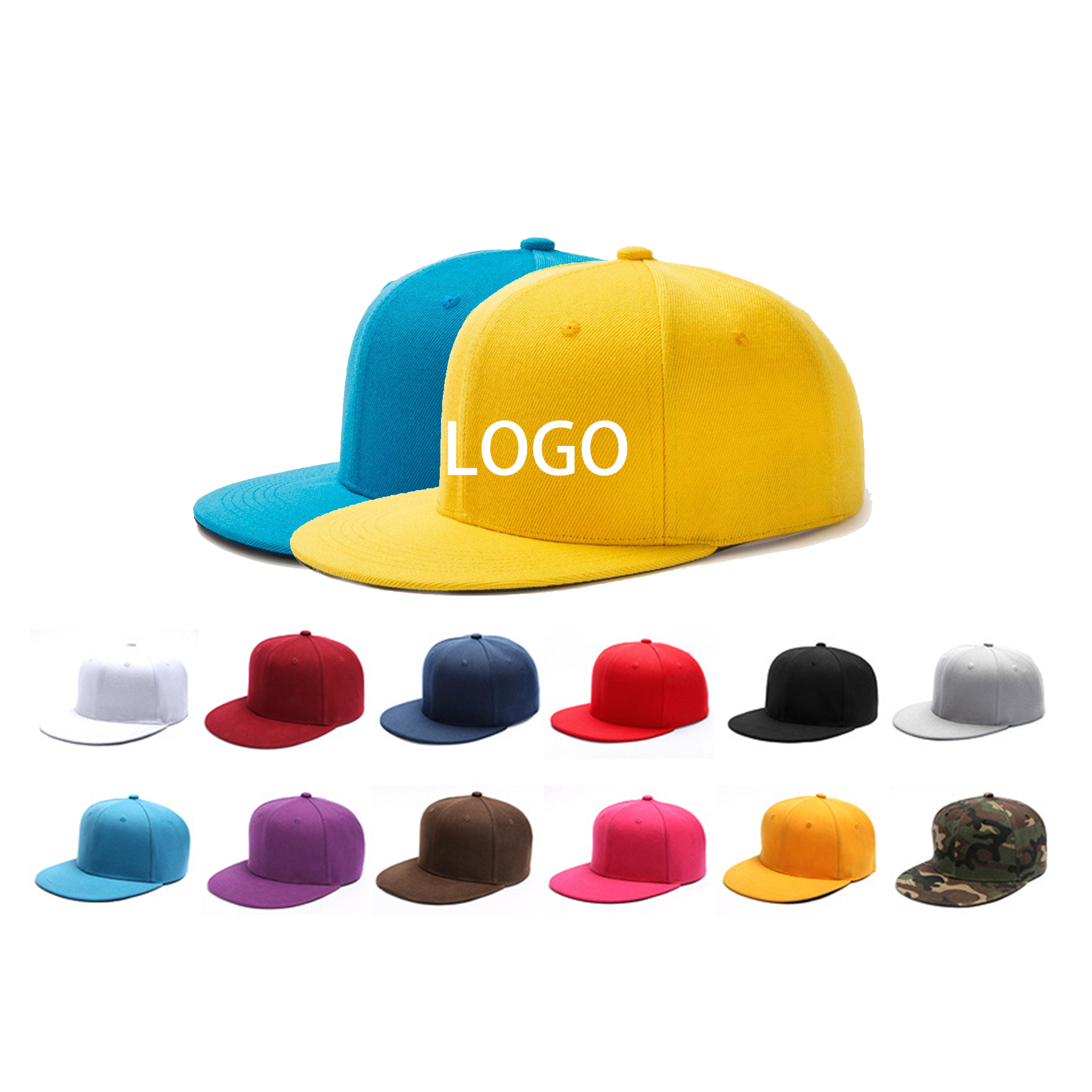 6 Panels Snapback Closure Hip Hop Style Flat Bill Caps 2