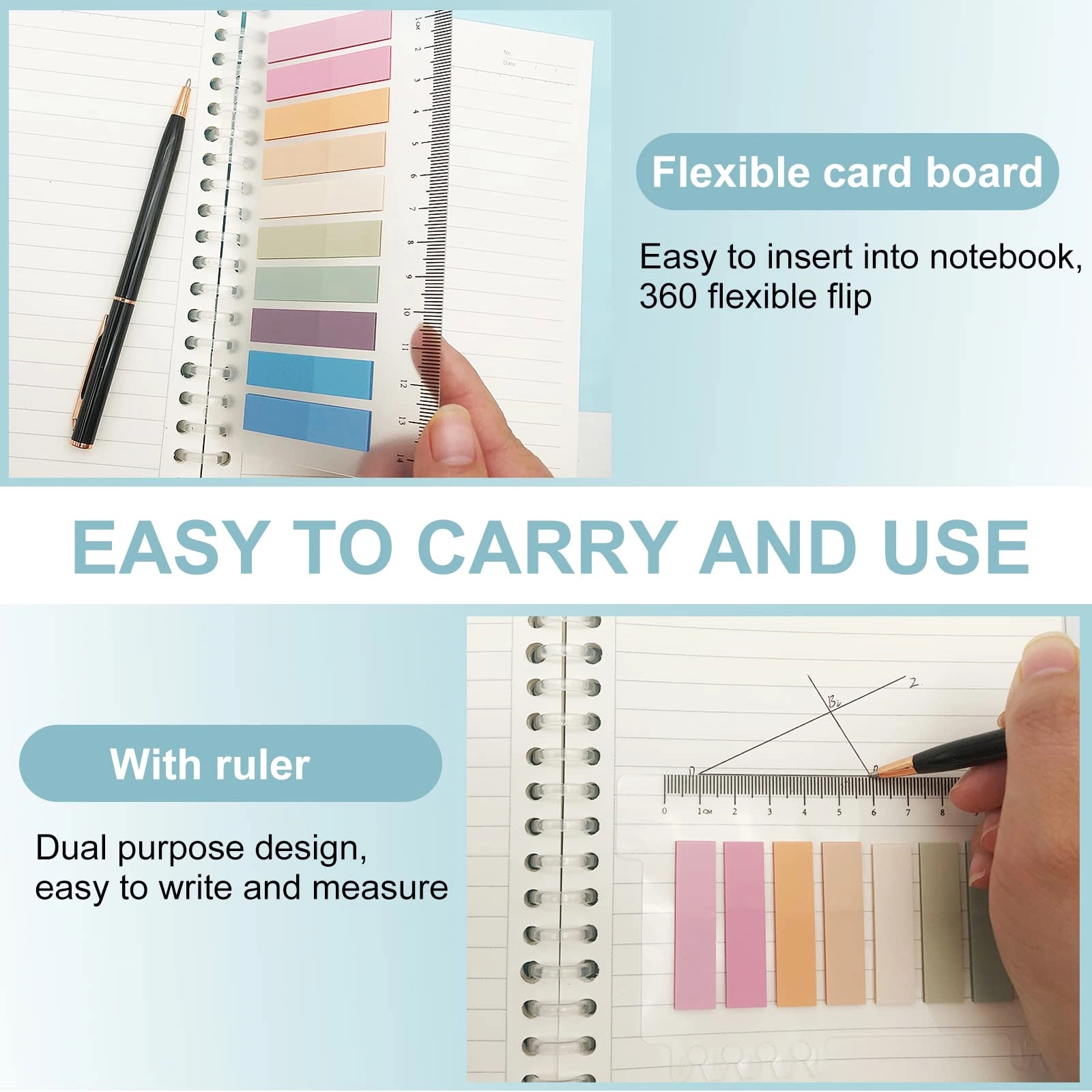 3 PCS Sticky Note Tabs Ruler with Pen Set 4