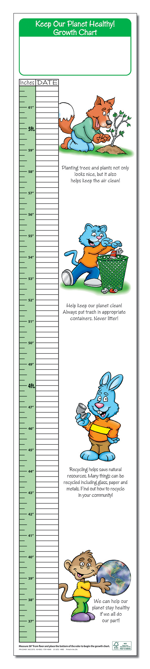 GROWTH CHART - Keep Our Planet Healthy Children's Growth Chart 2