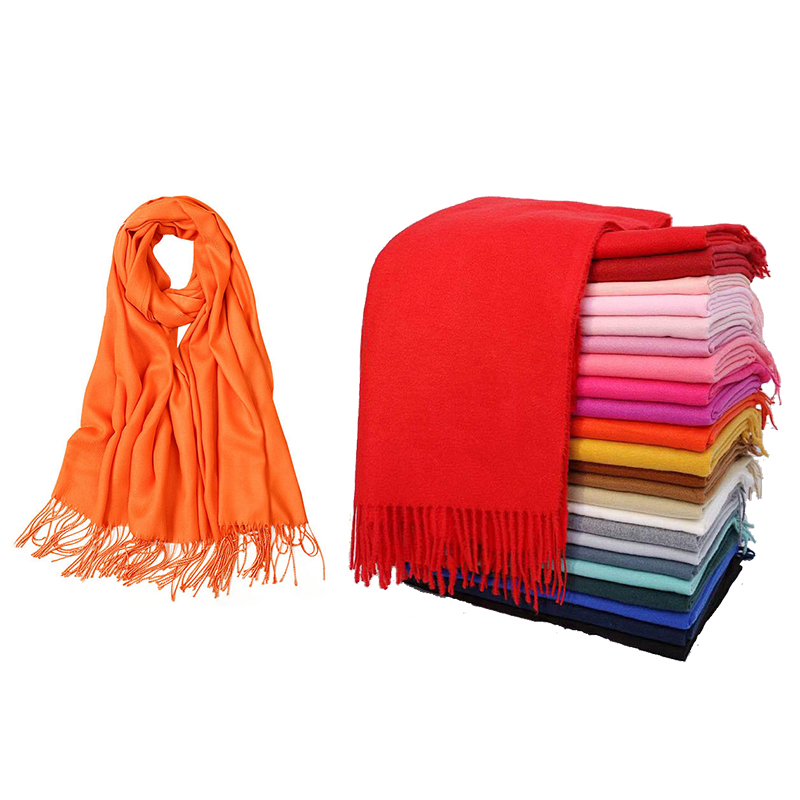 Cashmere-like Solid Color Tassel Scarf Shawl 2