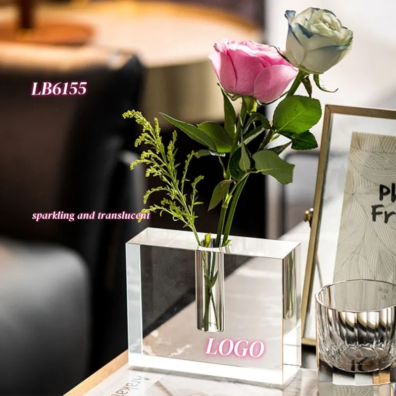 Square Crystal Flower Vases Glass Centerpieces for Tables 2