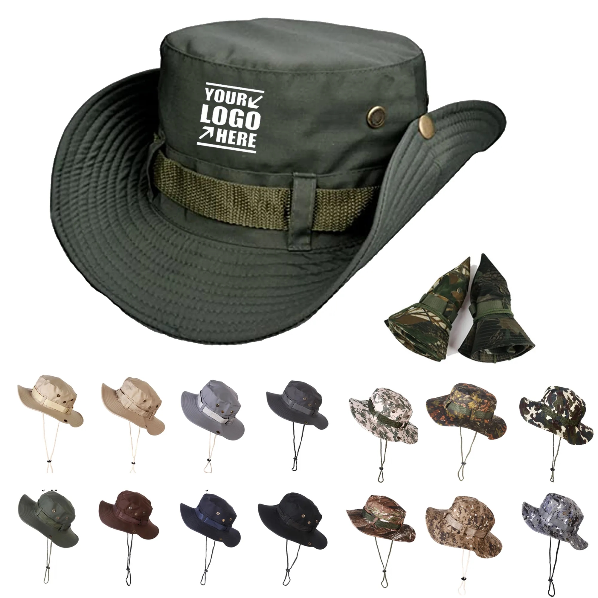 MOQ 20PCS Cotton Adjustable Wide Brim Boonies Hat 2