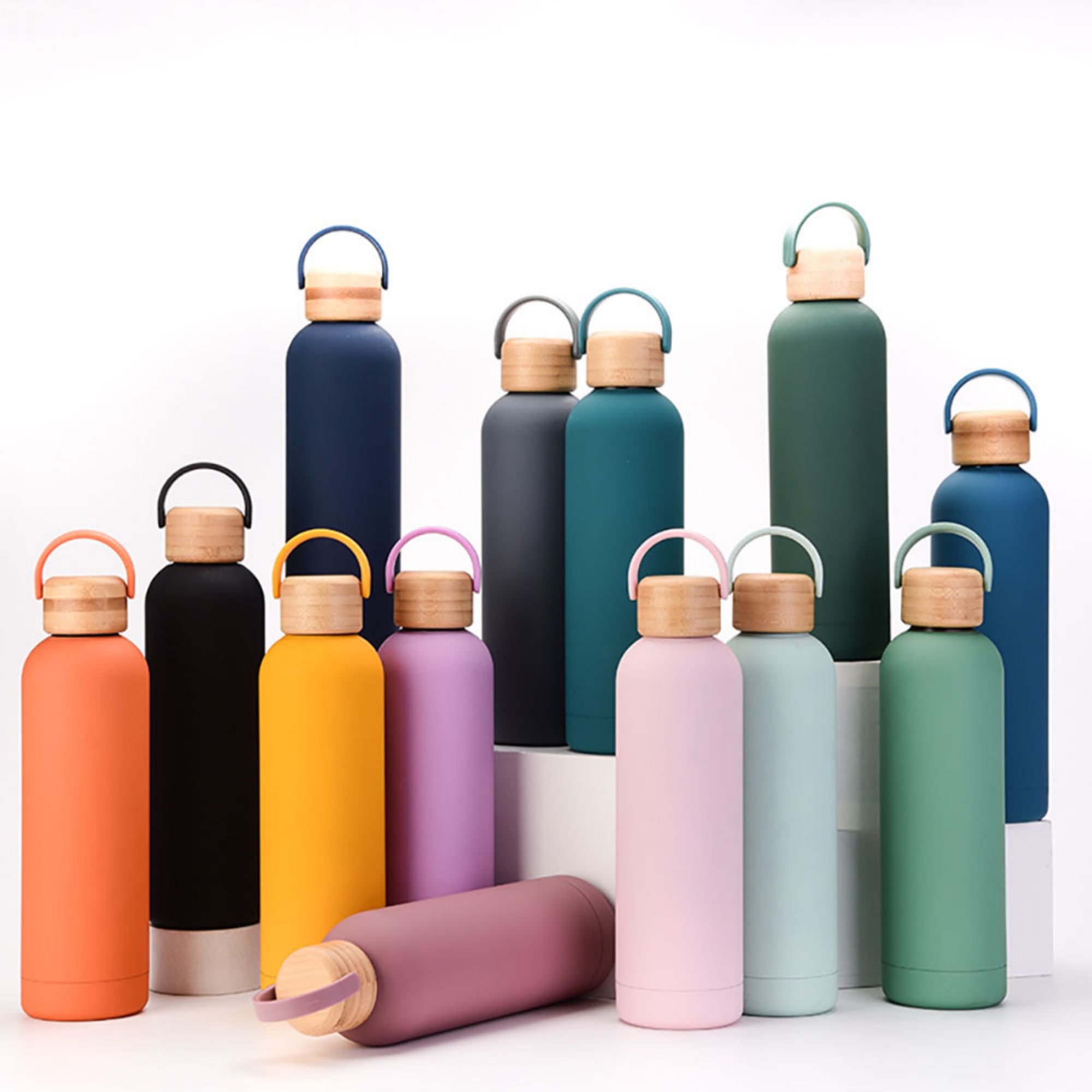 26 OZ Leak Proof Stainless Steel Water Bottles With Bamboo Lid, custom water bottle with logo imprint 4