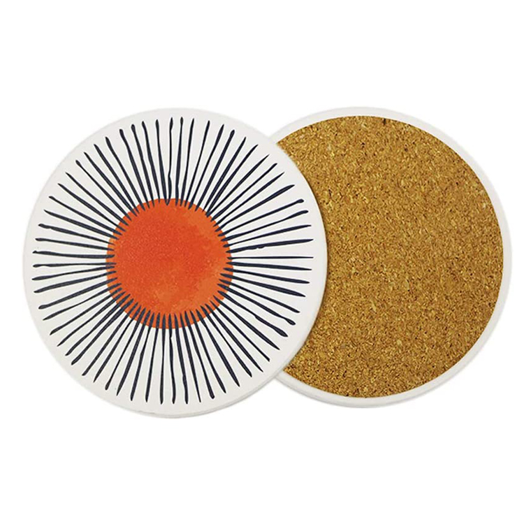 Water-Absorbing Round Diatomite Cups Coaster for Drinks- Full Color 1