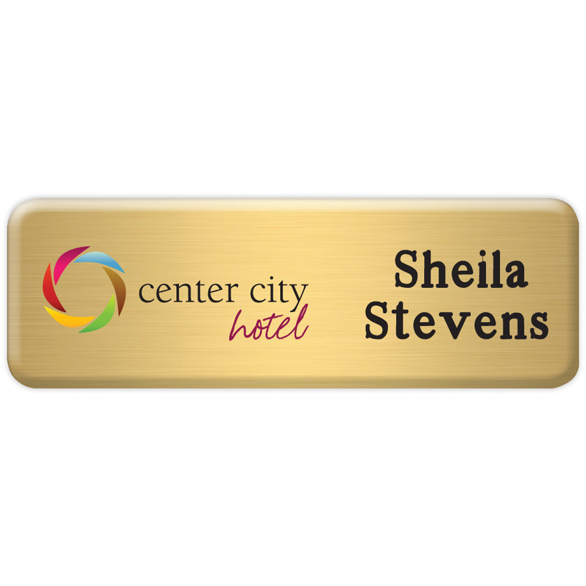New York Standard Metal Name Badge (Standard Size 1" x 3")