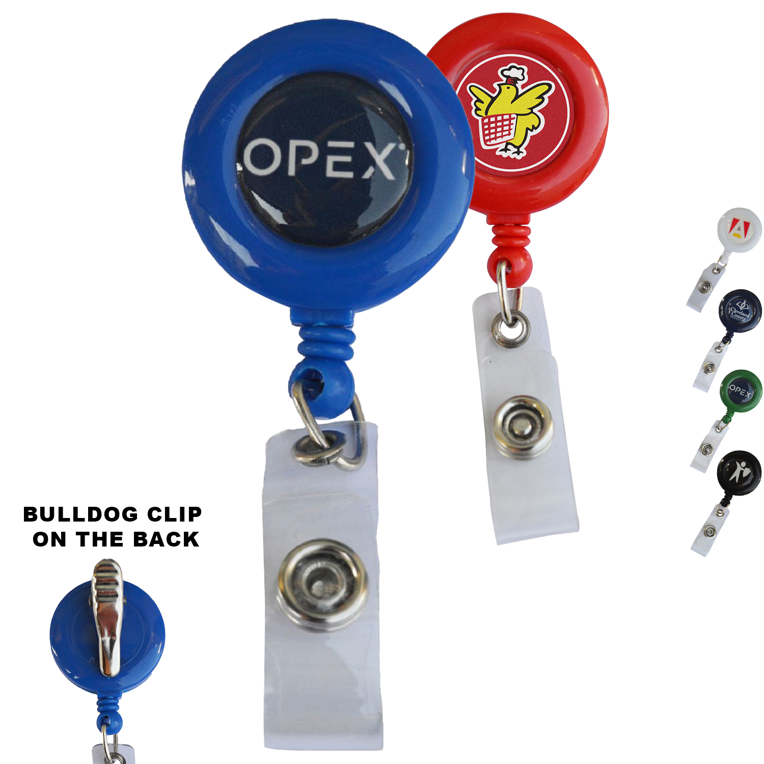 Round Retractable Reel w/ Bulldog Clip backing 5