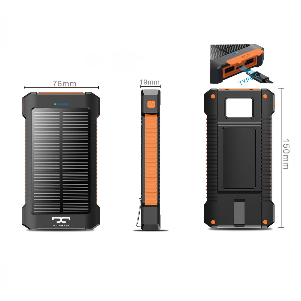 10000mAh Solar Phone Charger /Power Bank with Flash Light 3