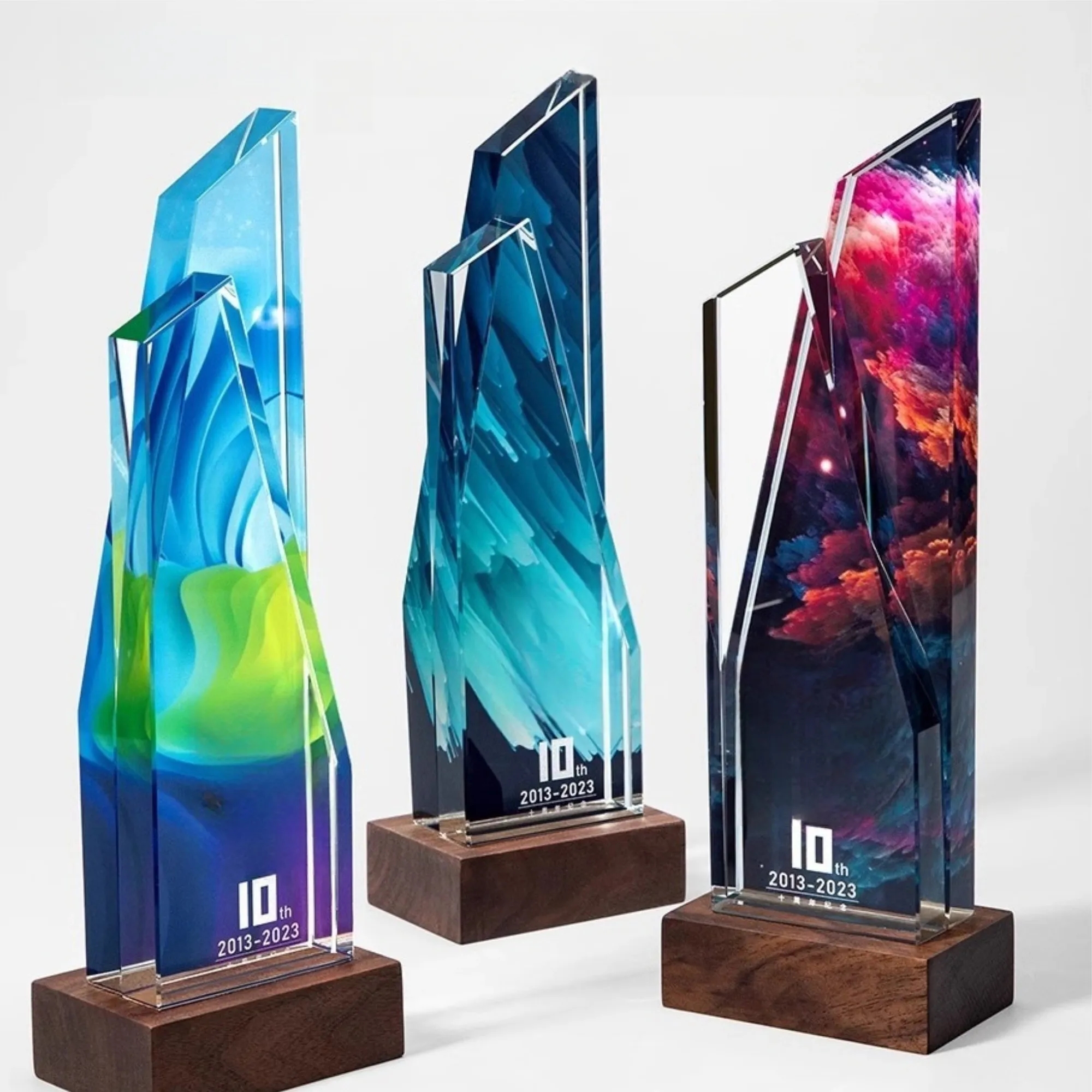 Custom Acrylic Trophy, Colorful Pattern, Service Award 1