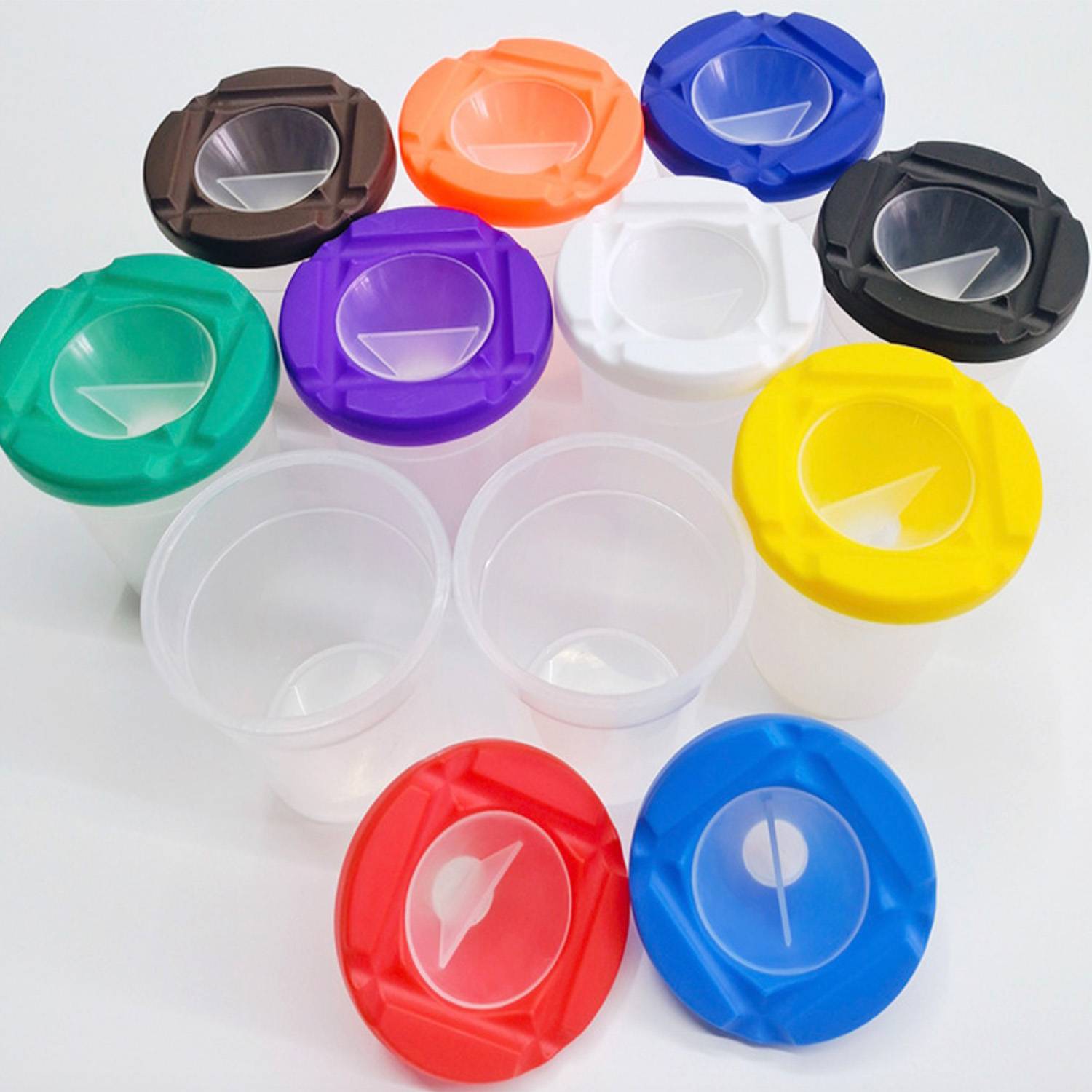 Paint Cups W/Colored Lids 8