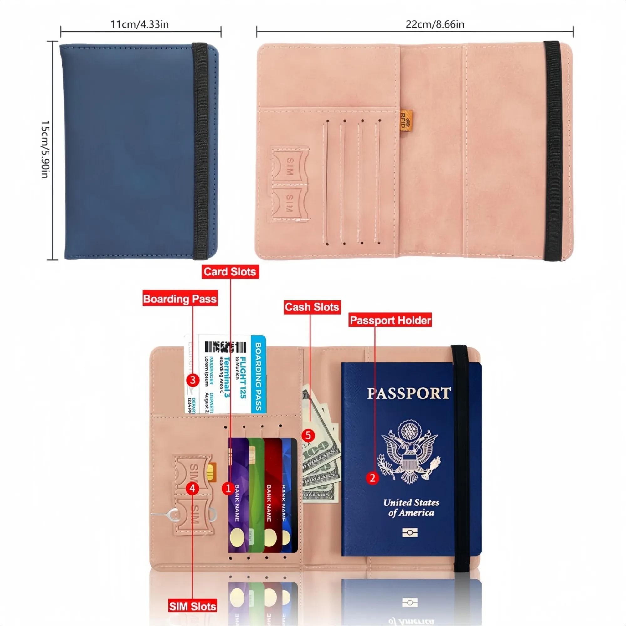 RFID-Blocking PU Leather Passport Holder 15