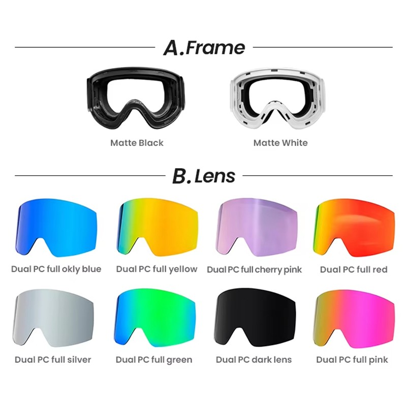 Magnetic Anti-Fog UV400 Protection Ski Goggles with Day & Night 2 Lenses 4