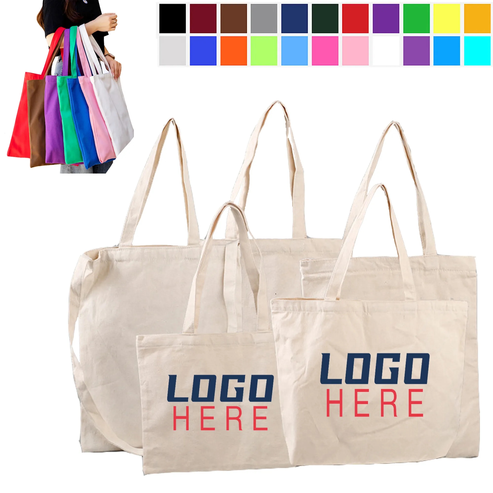 Portable Cotton Canvas Tote Bag MOQ50pcs, custom tote bag with logo imprint 1