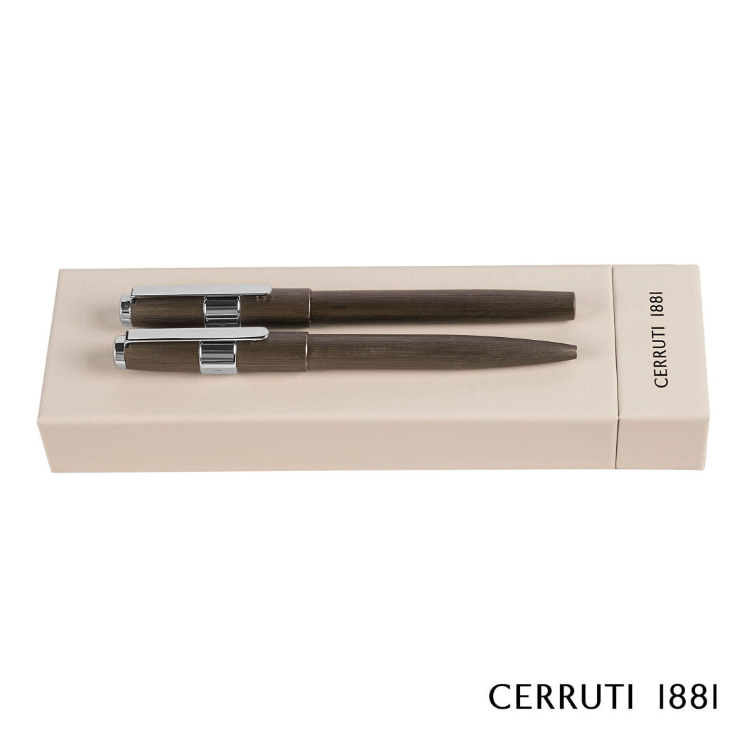 Cerruti 1881® Block Brushed Ballpoint Pen & Fountain Pen Set 4