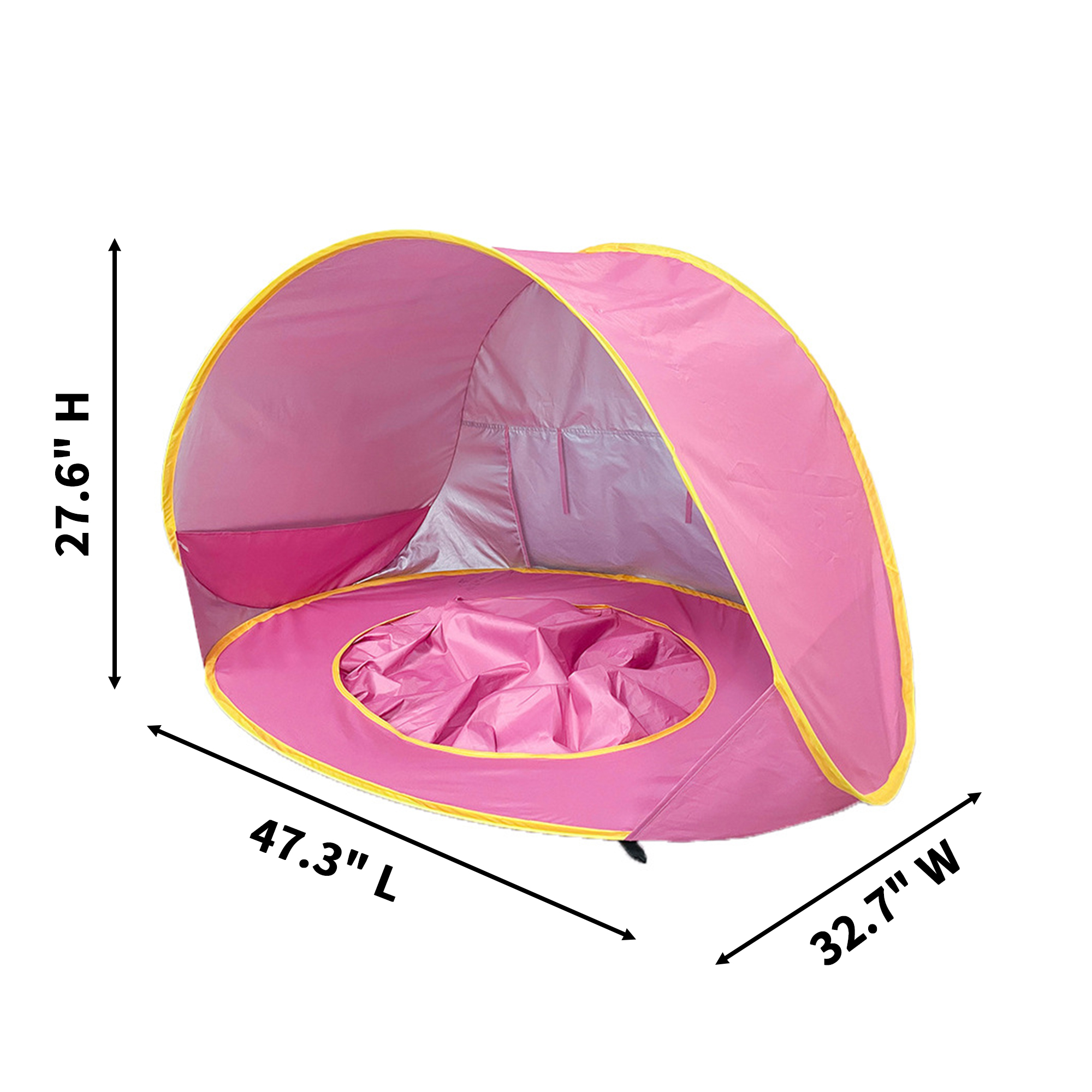 Silver Coated Fabric Beach Sunshade With Wading Space 47.3" X 32.7" X 27.6" 3