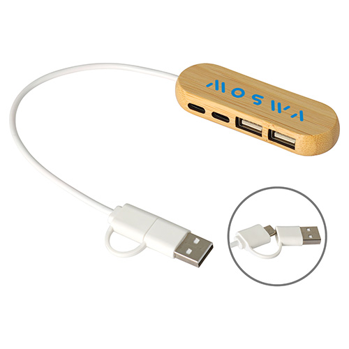 Bamboo Dual Port USB & Type-C Hub 9