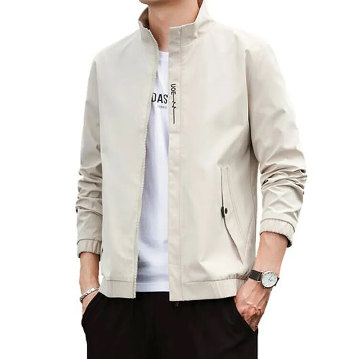 Water Resistant Bomber Coach Jacket With Stand Collar 5