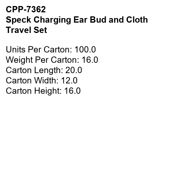 Speck Charging Ear Bud and Cloth Travel Set 7