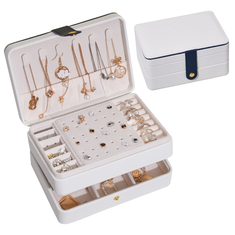 Custom PU Leather Multi-Layer Jewelry Organizer Storage Box 12
