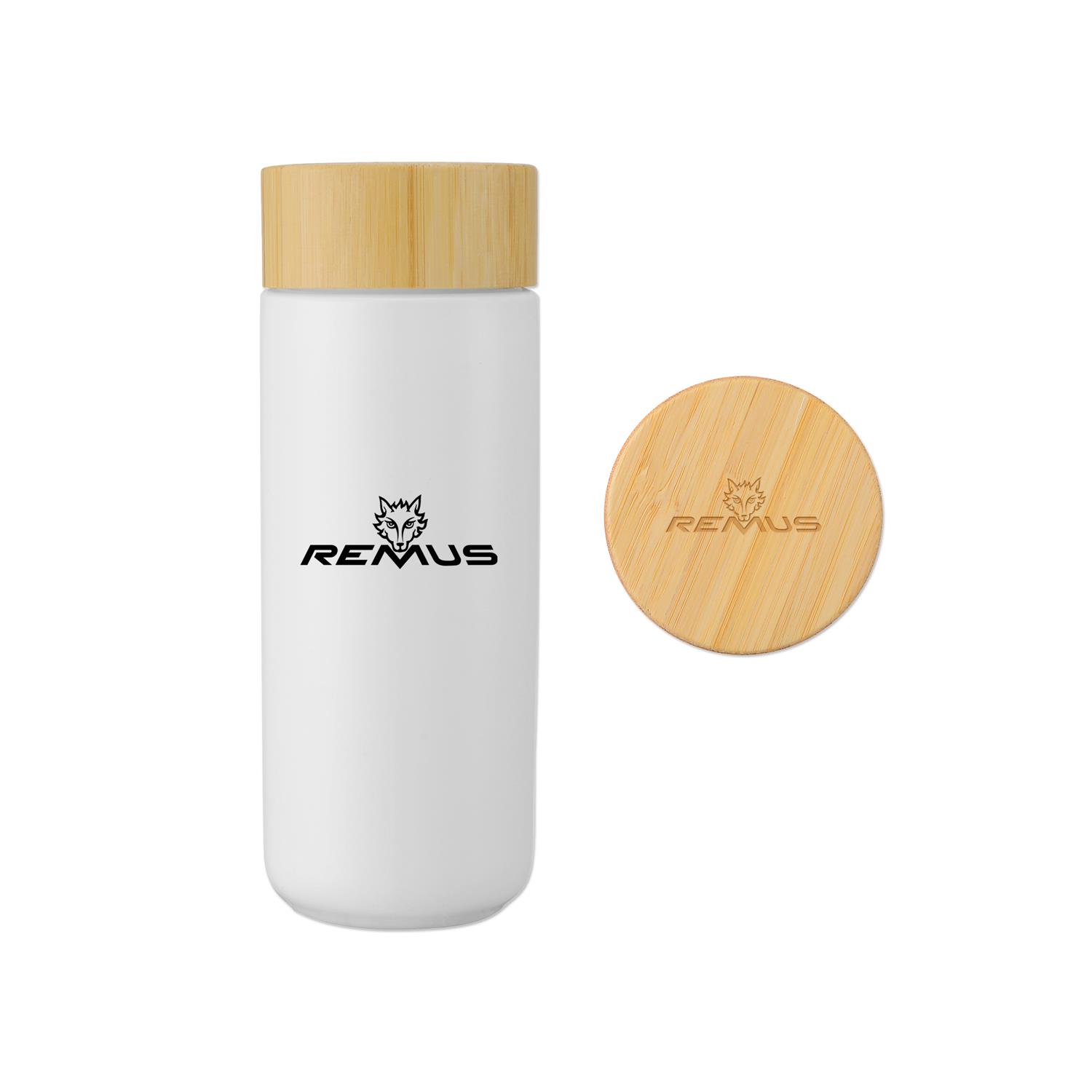 10 Oz. Double Wall Ceramic Mug with Bamboo Lid 3