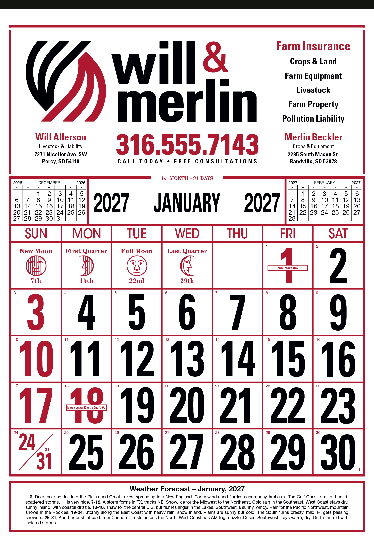 Skinner & Kennedy® Commercial 12-Sheet Calendar 8