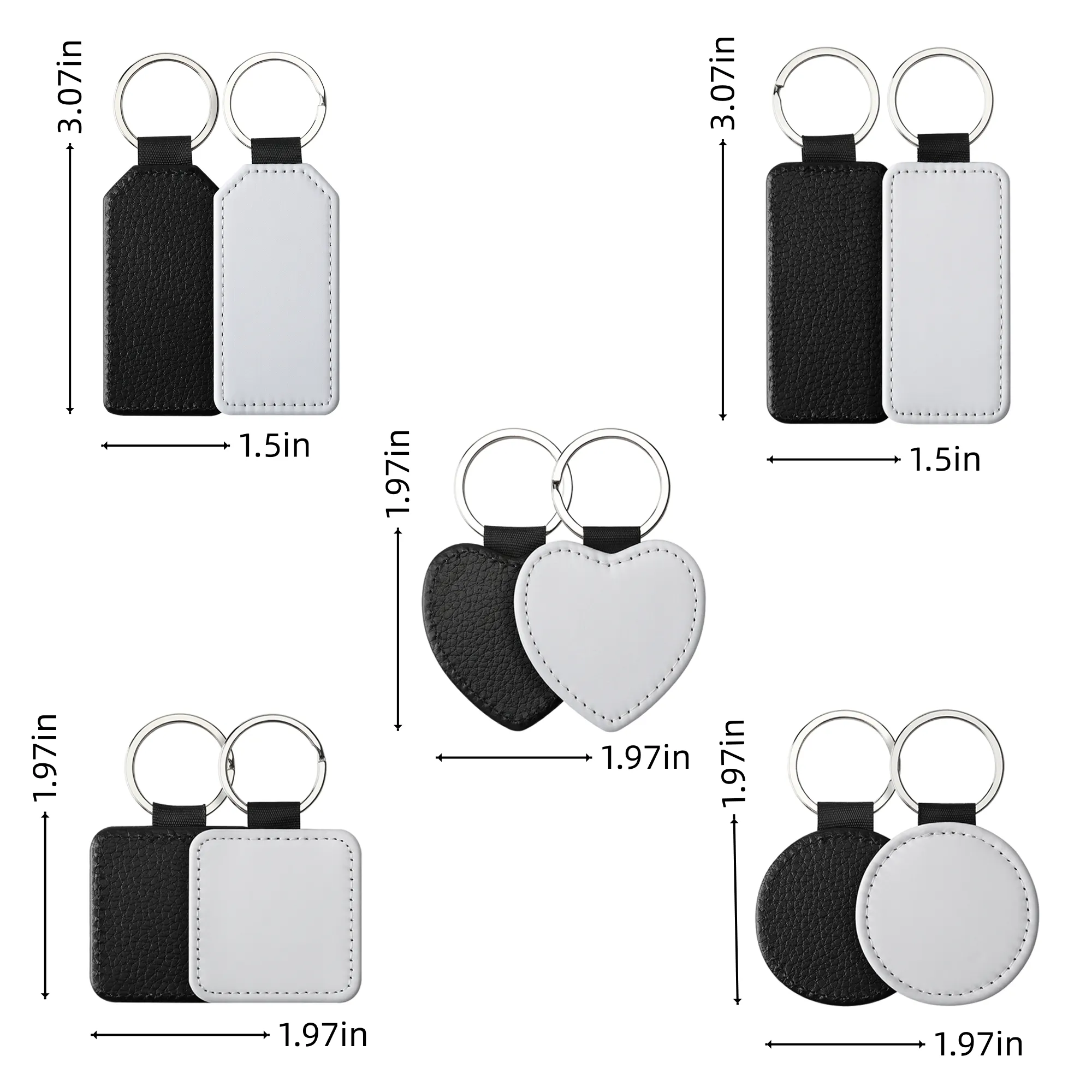 Blank Key Chain Rings Lychee pattern keychain 8
