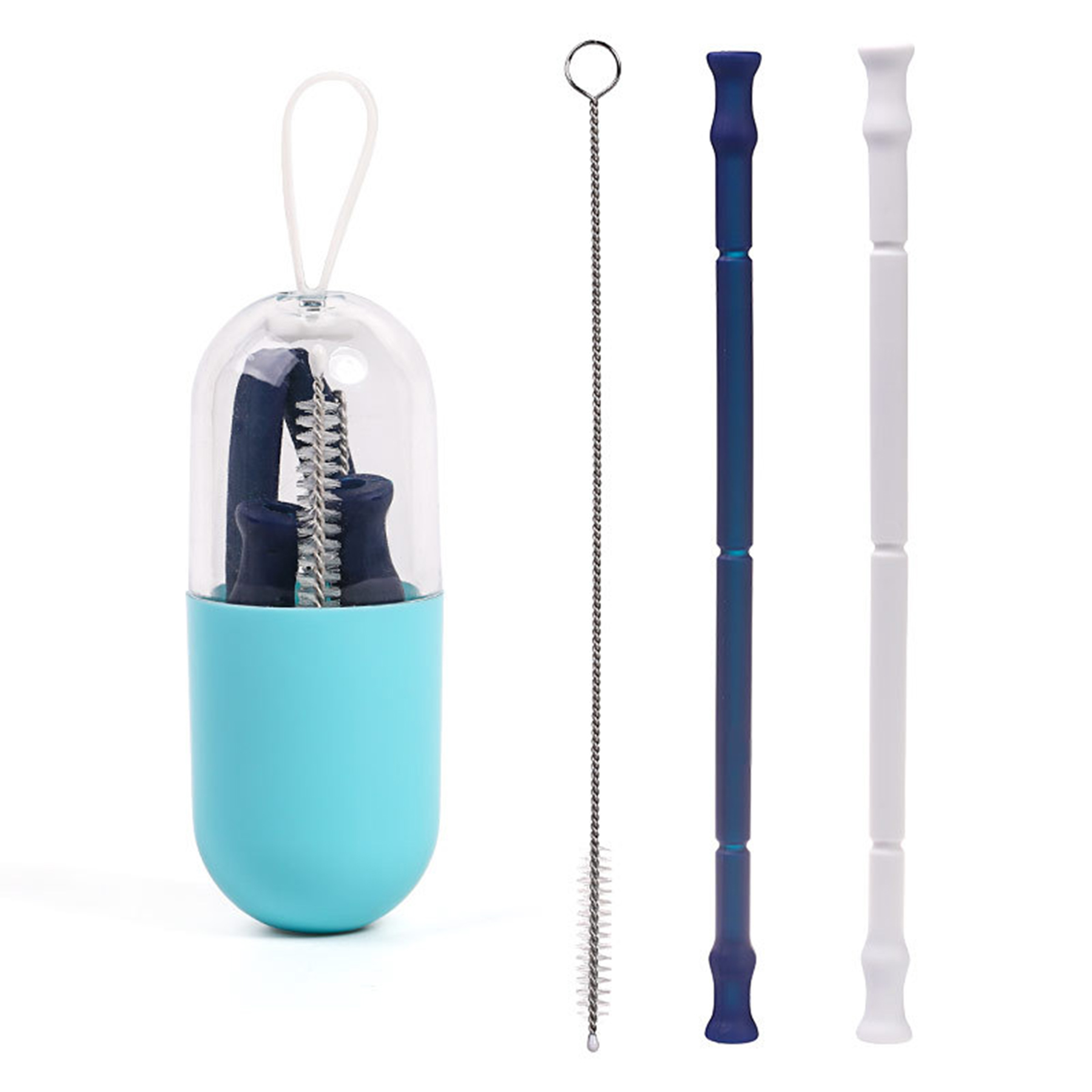 Collapsible Reusable Colors Silicone Straws with Case 2