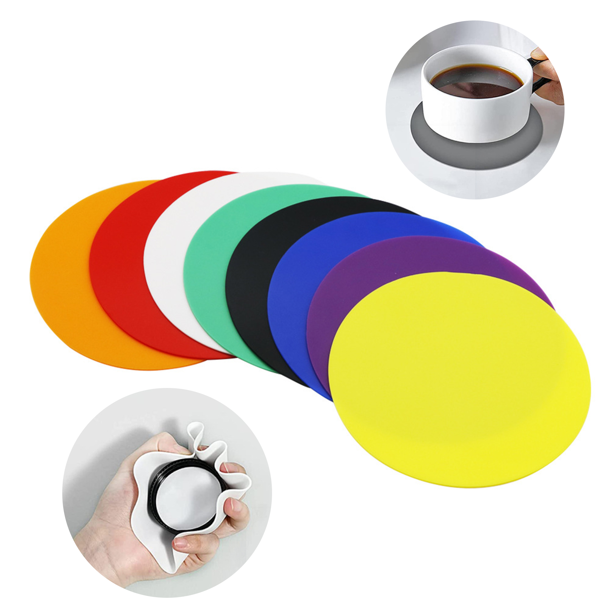 Round Silicone Jar Opener With Coaster Function 2