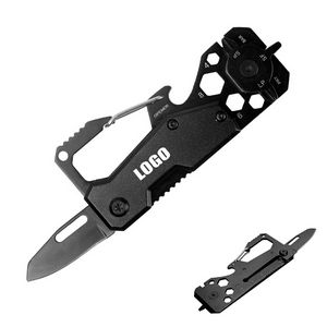 Multi Function Knife Tool Stainless Steel With Carabiner Keychain 12