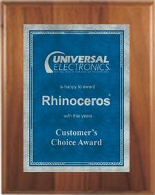 7" x 9" Cherry Finish Plaque with a Blue/Silver Victory Sunray Plate 2