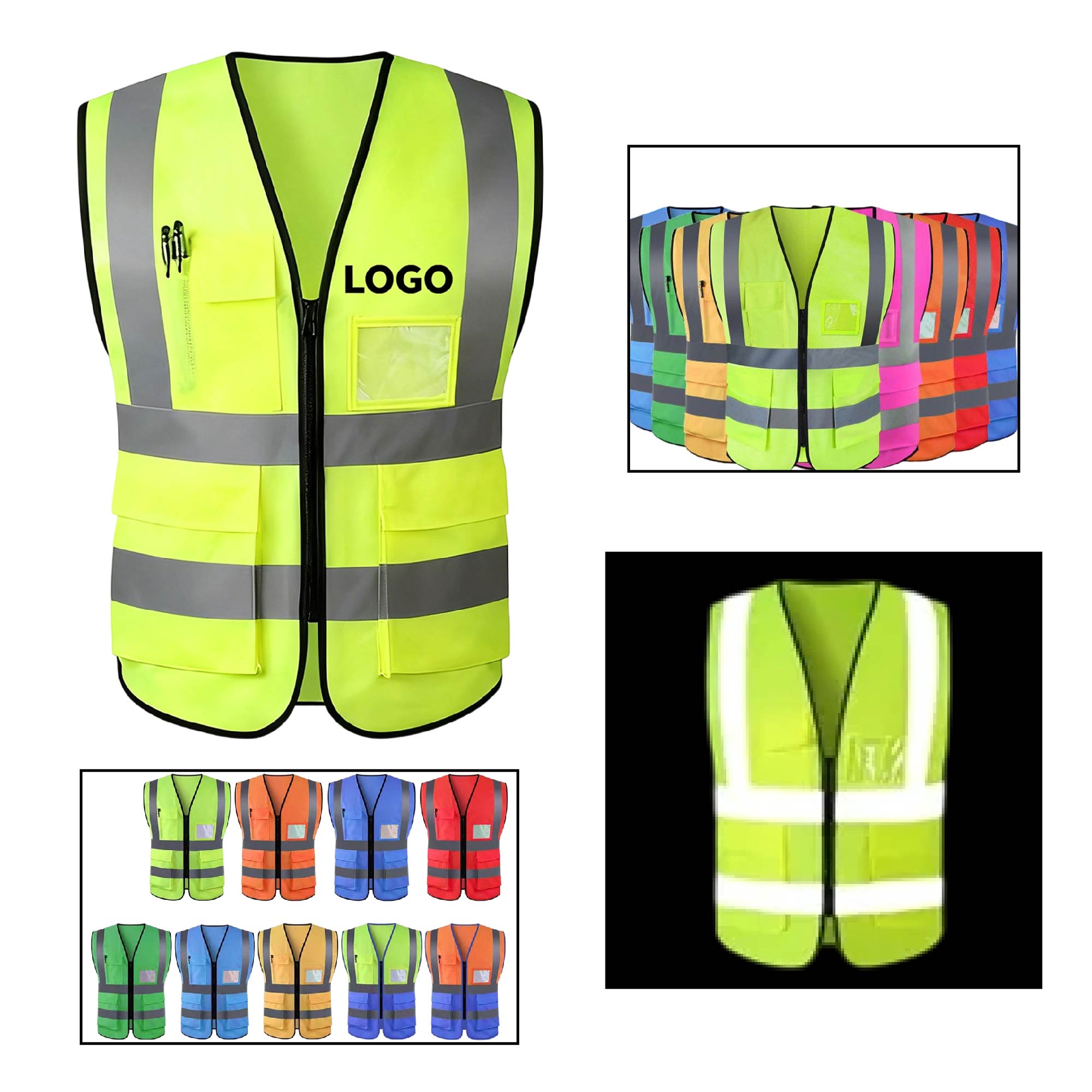 Nighttime Warning Multi-Pocket Reflective Work Vest 2