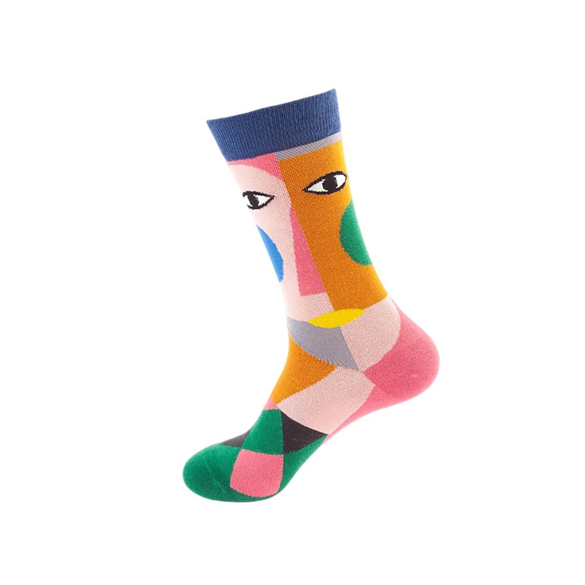 Cotton Crew Socks with Jacquard Pattern 106