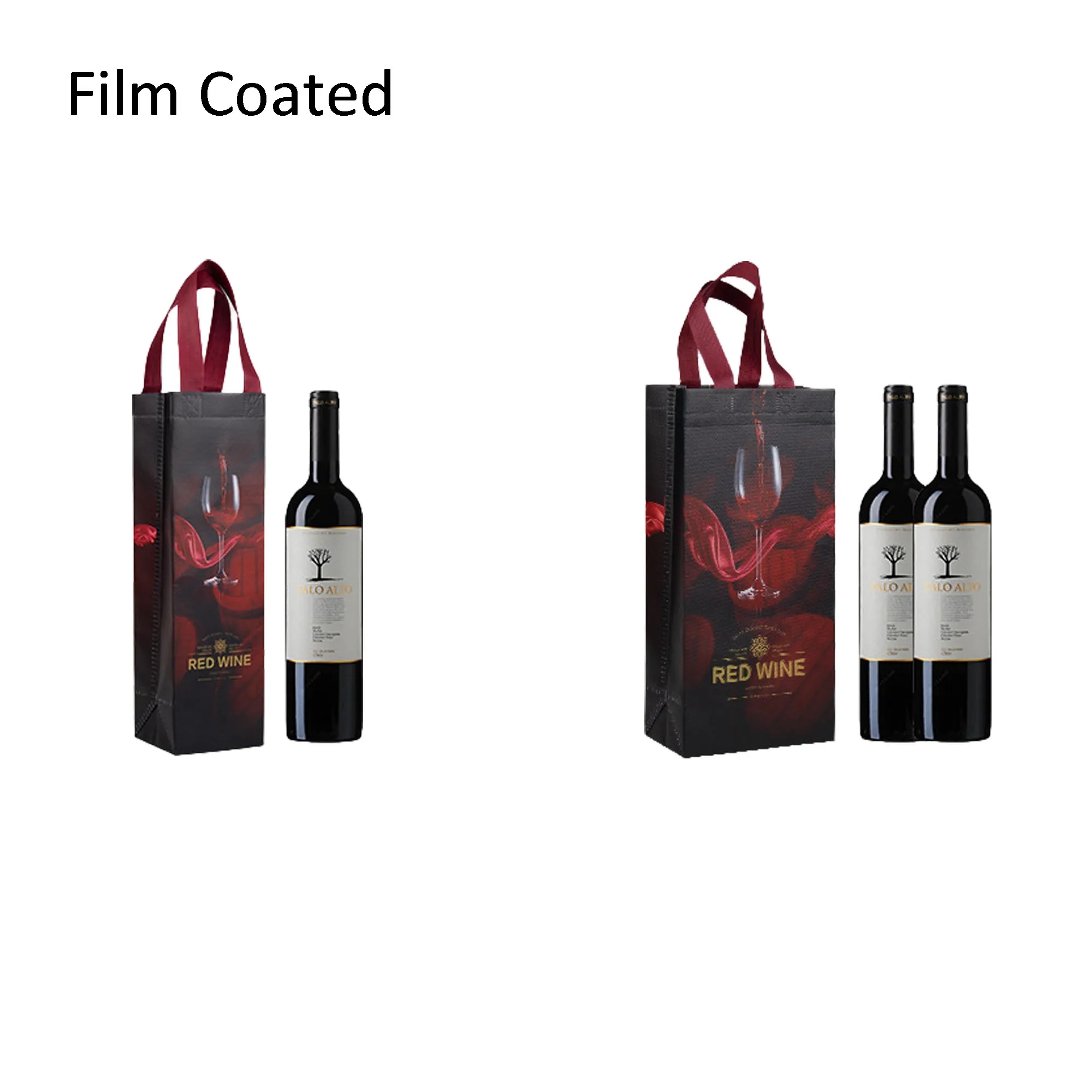 Single Non-woven Red Wine Bottle Tote Bag 4" x 13" x 3" 4