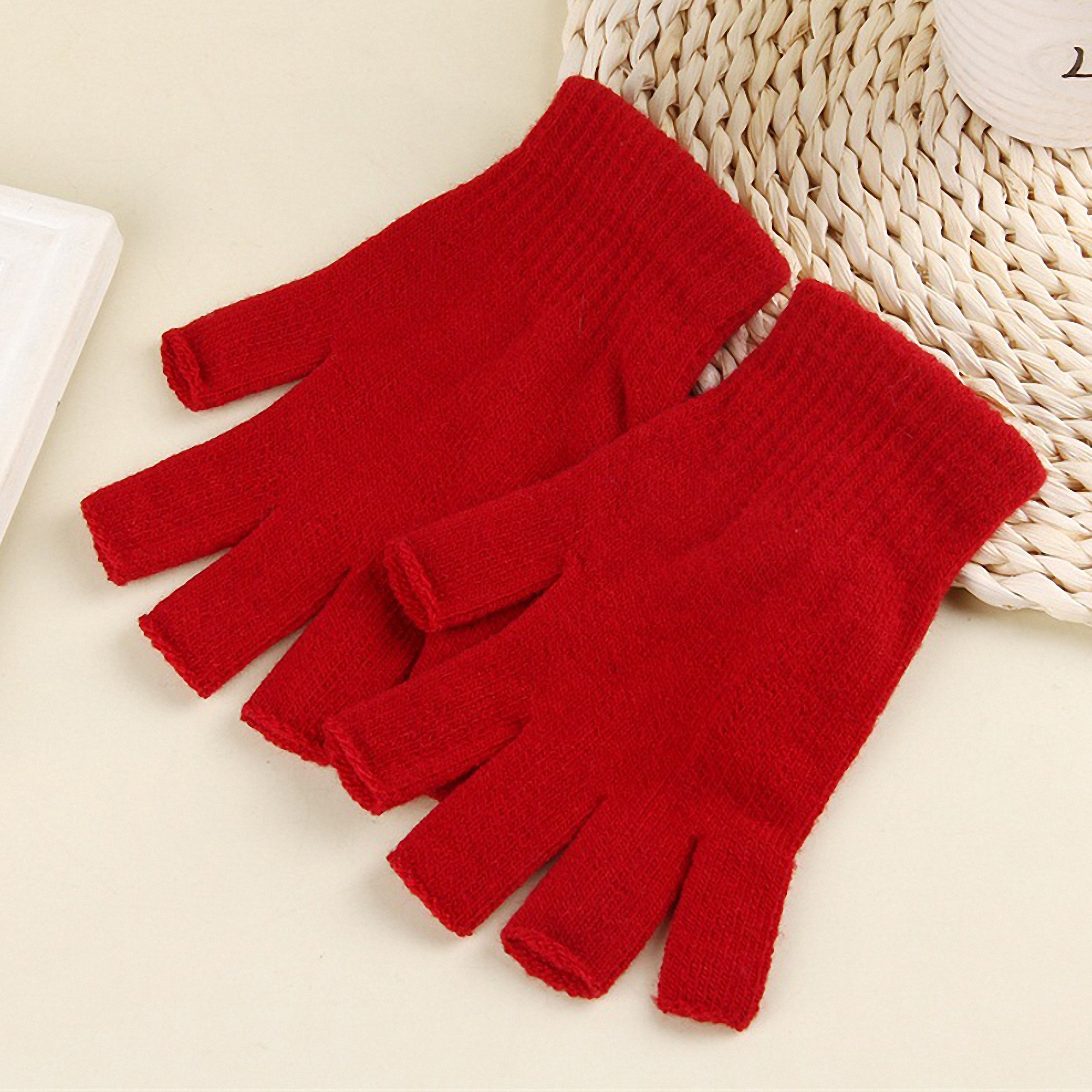 Unisex Fingerless Knit Gloves for Adults 3
