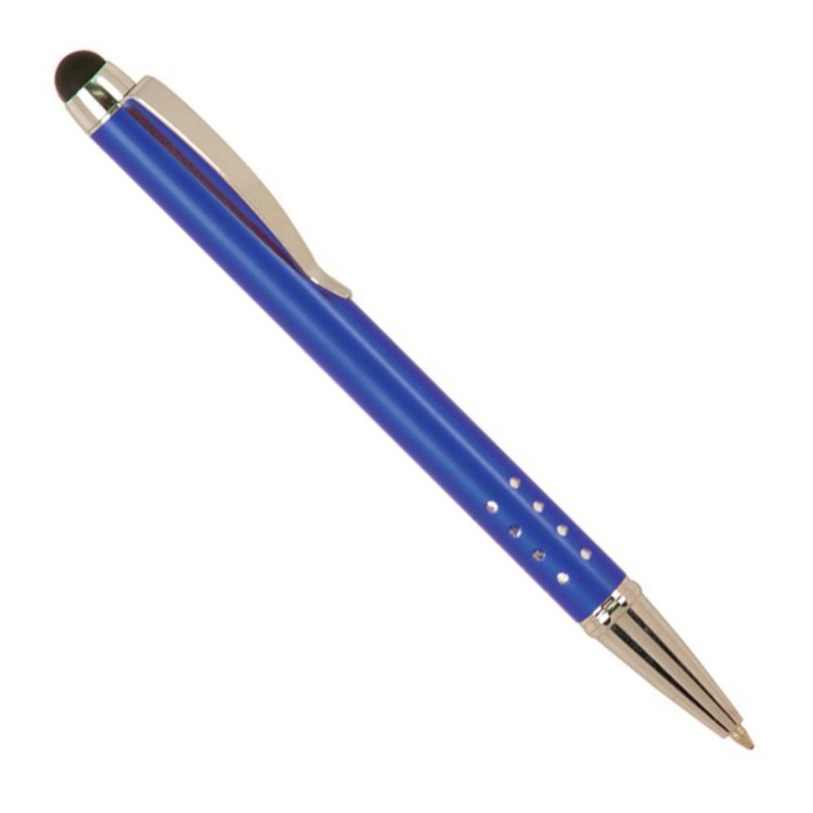 Laser Engraved Blue Gloss Ballpoint Pen with Stylus 1