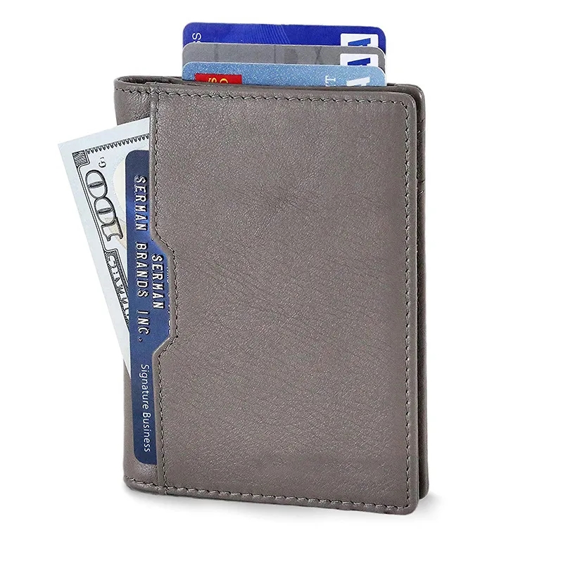 Front Pocket Minimalist Leather Slim Wallet RFID Blocking 4