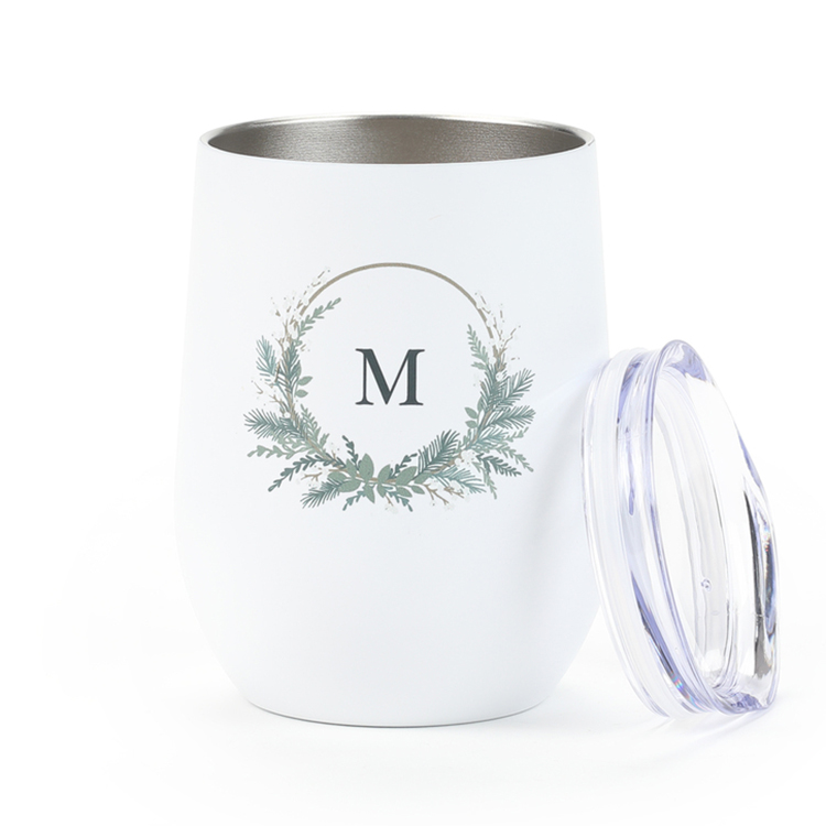 Holiday Monogram Wine Tumbler (12 Oz.) 2