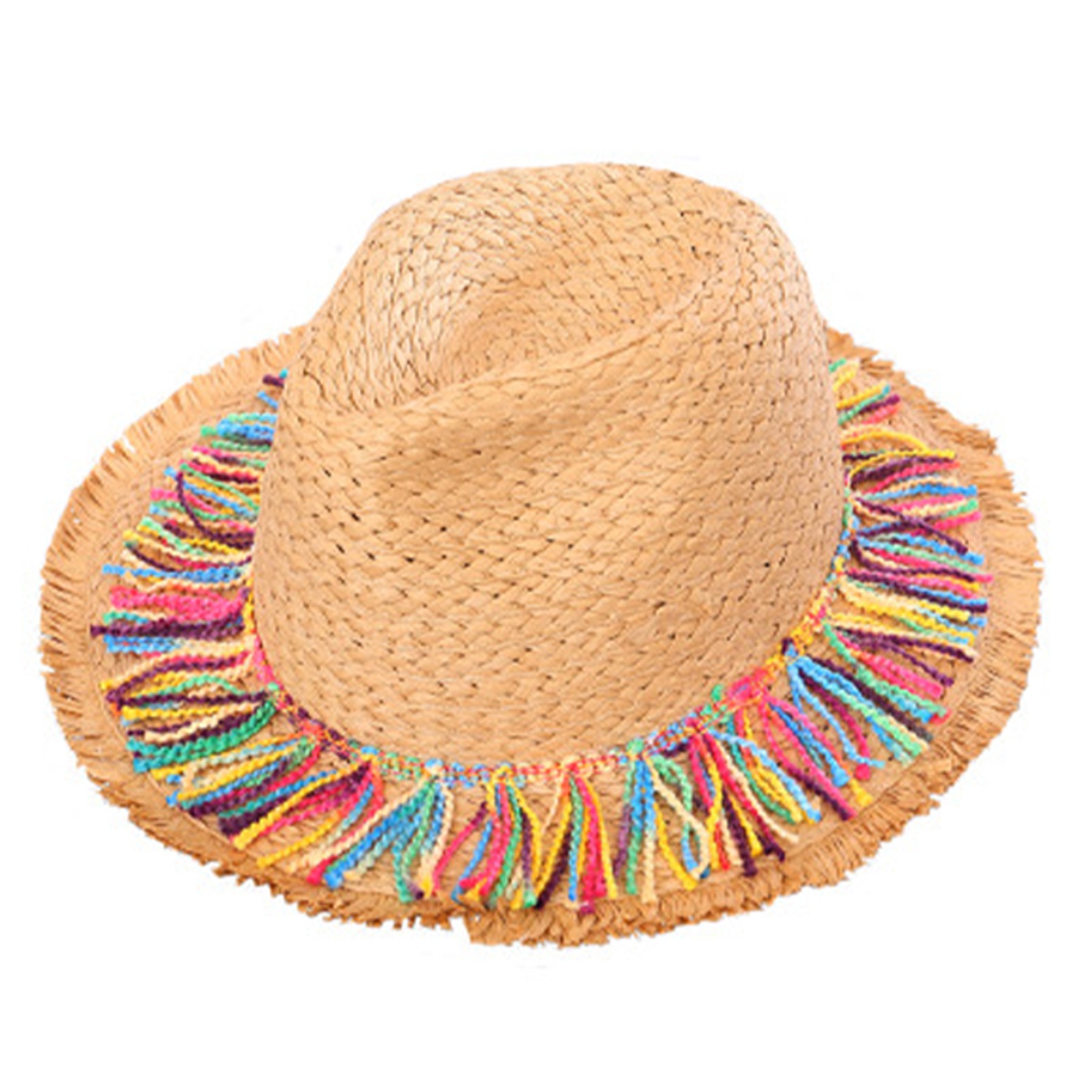 Kid'S Colorful Flow Sun Protective Wide Brim Straw Hats 2