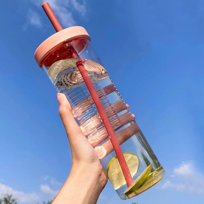24oz Colorful Fruit Infuser Water Bottle w/Straw 7